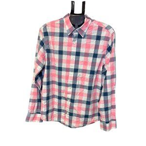 Banana Republic Men's Button Down Navy/Pink Plaid Slim Fit - Size L